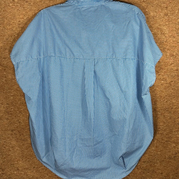 Blue Gingham Oversized Sz M Summer/Spring Vibe Blouse Dolman Sleeve Preppy Shirt - Picture 5 of 10